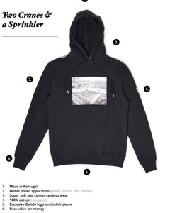 Hoodie “Two cranes and a sprinkler”